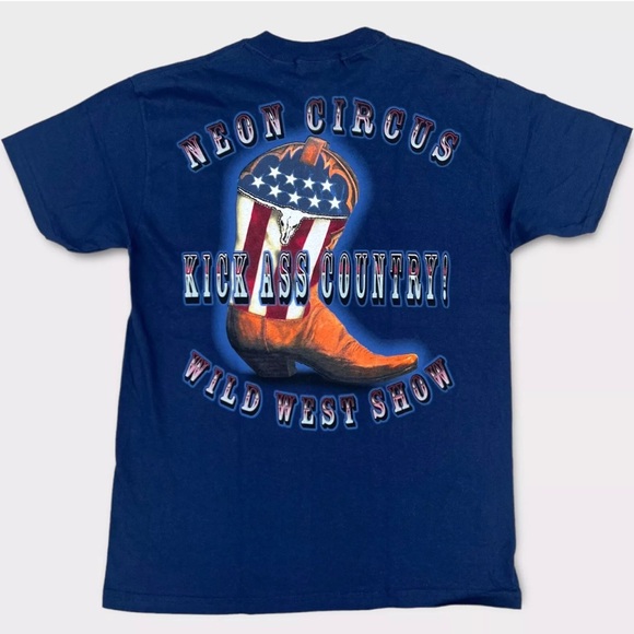 NEW Vintage Brooks & Dunn Neon Circus Only In America Tour Tshirt Size M Blue - Picture 2 of 6